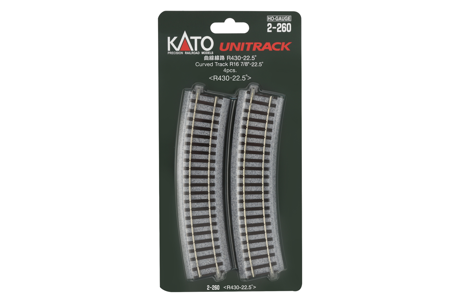 Kato K2-260 - Gleis gebogen R430mm 22,5° (4 Stk.)
