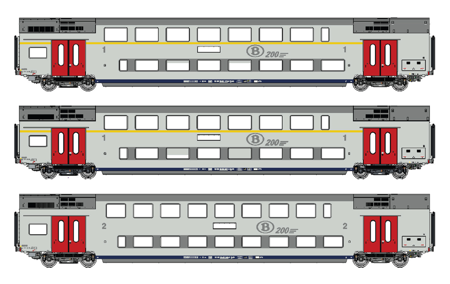 LS Models LS43104DC - 3er Set Doppelstockwagen M6