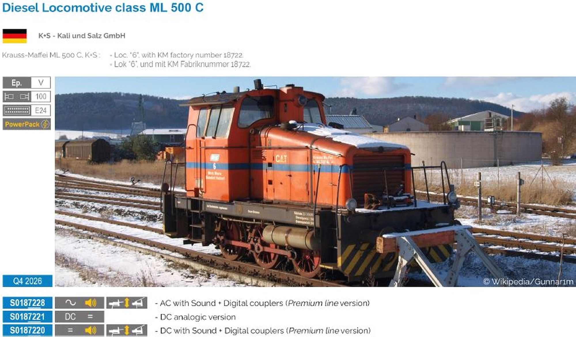 Sudexpress S0187220 - Diesellok ML 500C, Kali & Sa