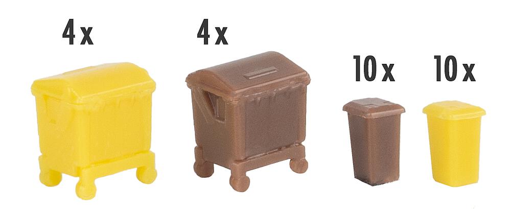 Faller 272926 - Mülltonnen-Set, braun und gel