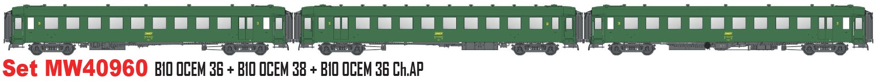 Models World MW40960 - 3er Set Personenwagen OCEM