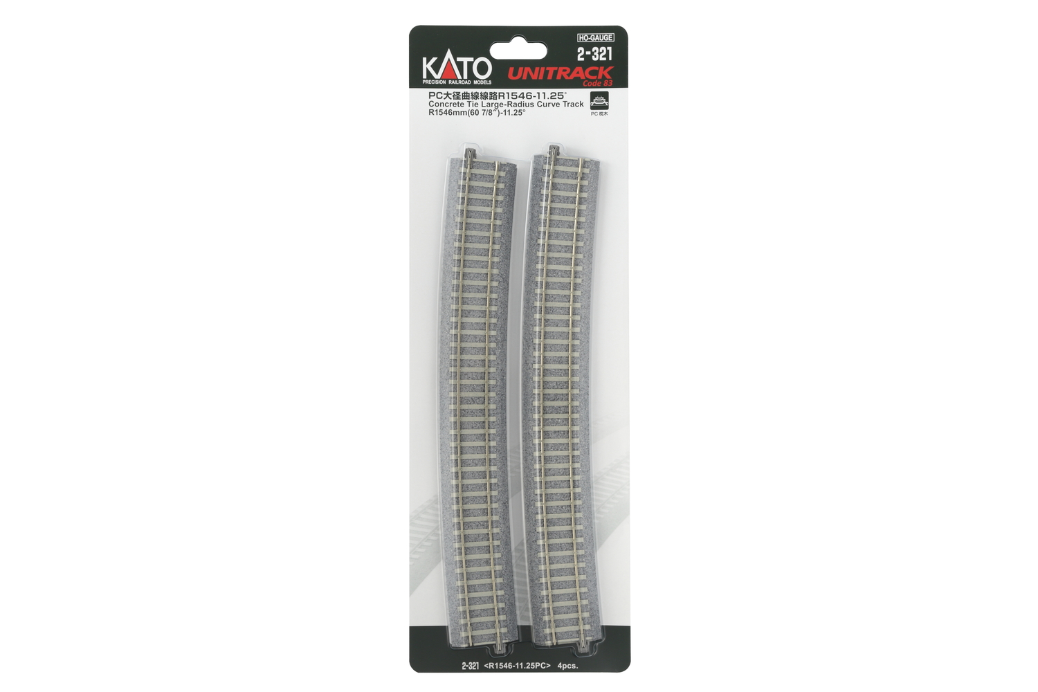 Kato K2-321 - Gleis gebogen R1546mm 11,25° mit Bet