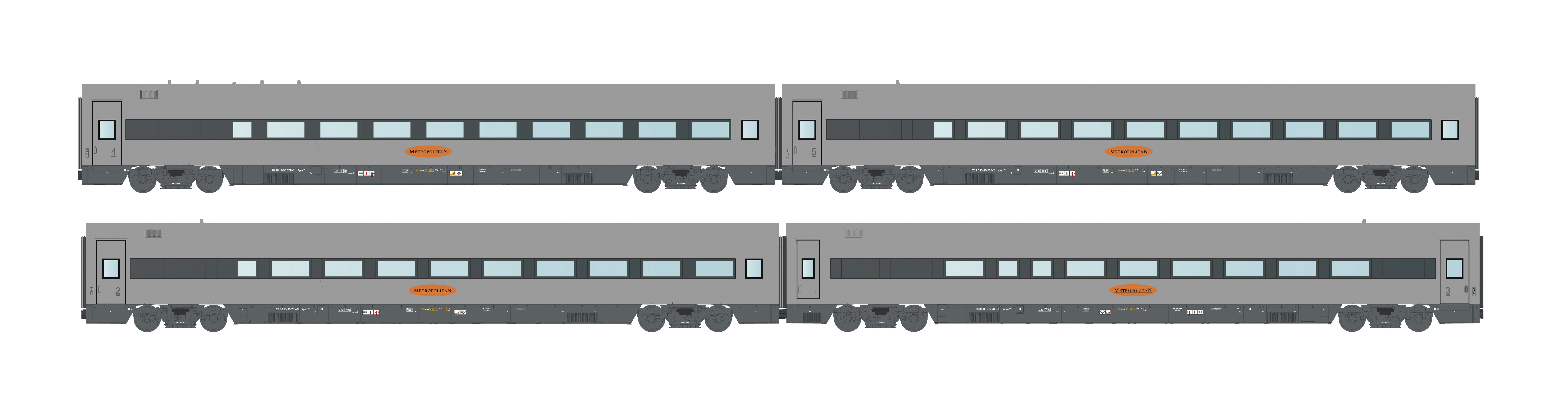 Models World MW2405AC - 4er Set Personenwagen Metr