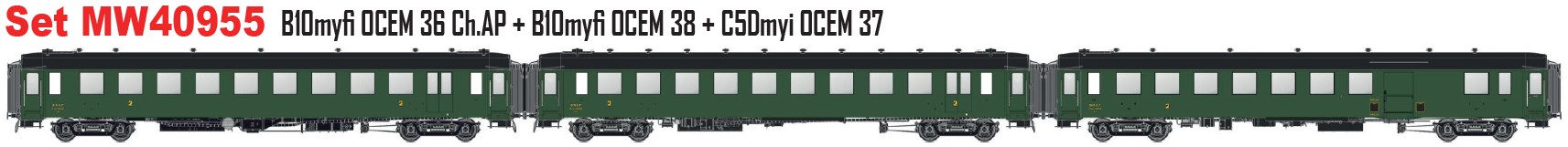 Models World MW40955 - 3er Set Personenwagen OCEM