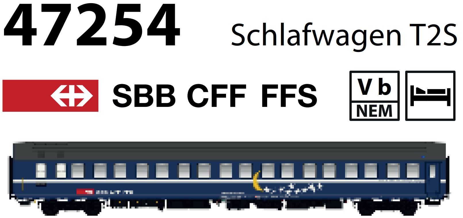 LS Models LS47254 - Schlafwagen WLAm (T2S) SBB, Mo