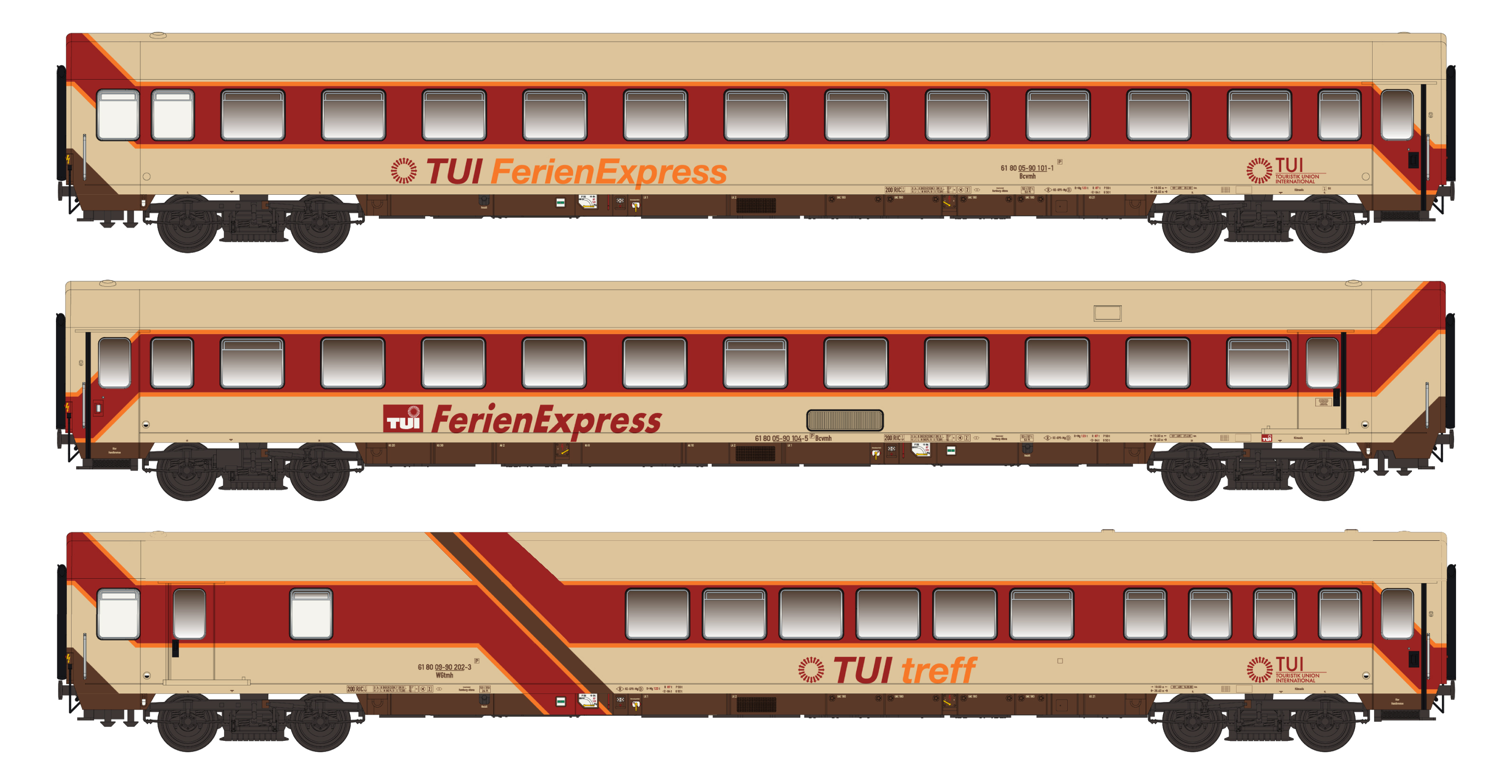 LS Models LS96032DC - 3er Set Personenwagen TUI Fe
