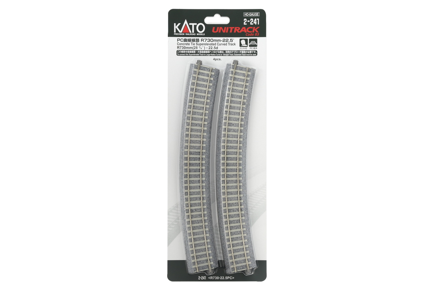 Kato K2-241 - Gleis gebogen R730mm 22,5° überhöht