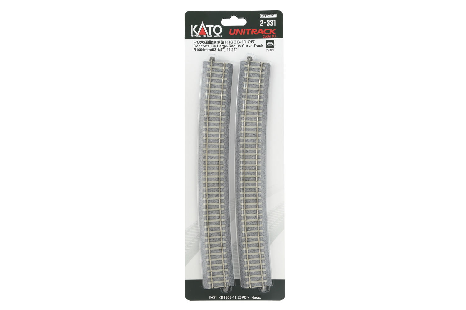 Kato K2-331 - Gleis gebogen R1606mm 11,25° mit Bet