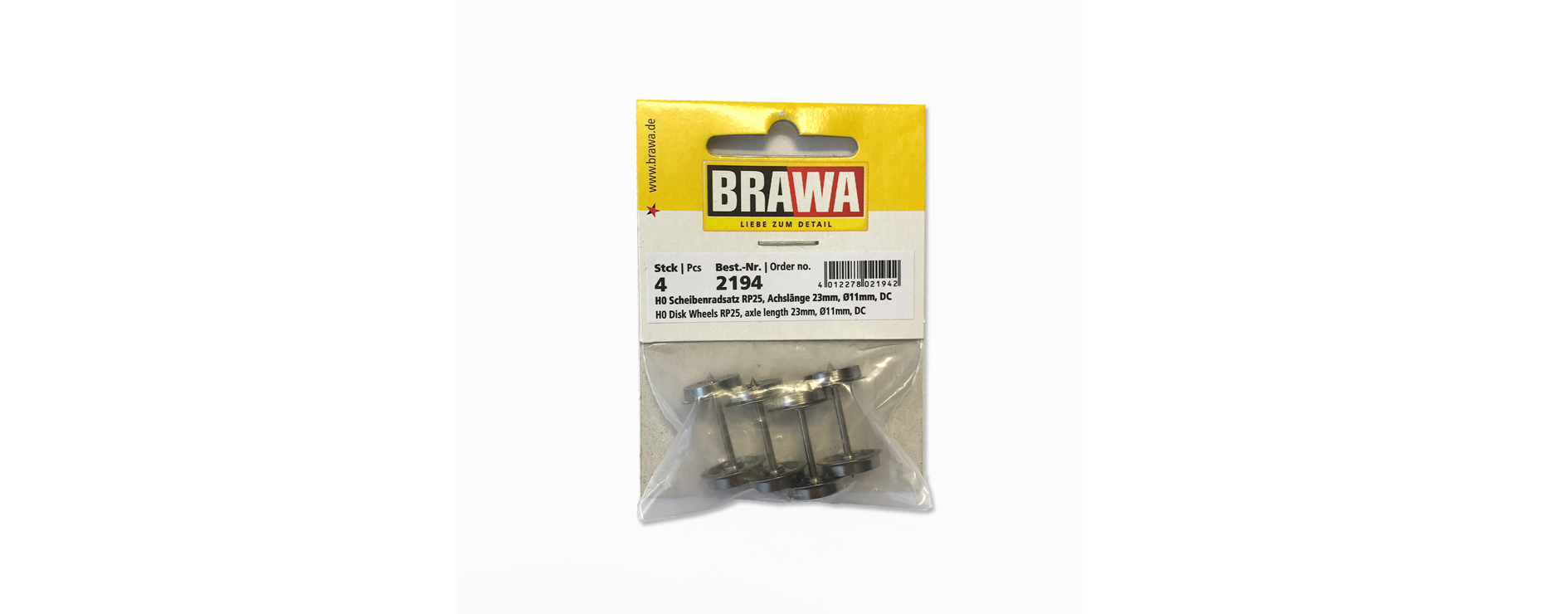 Brawa 2194 - H0 Radsatz RP25 DC 23mm (4St)