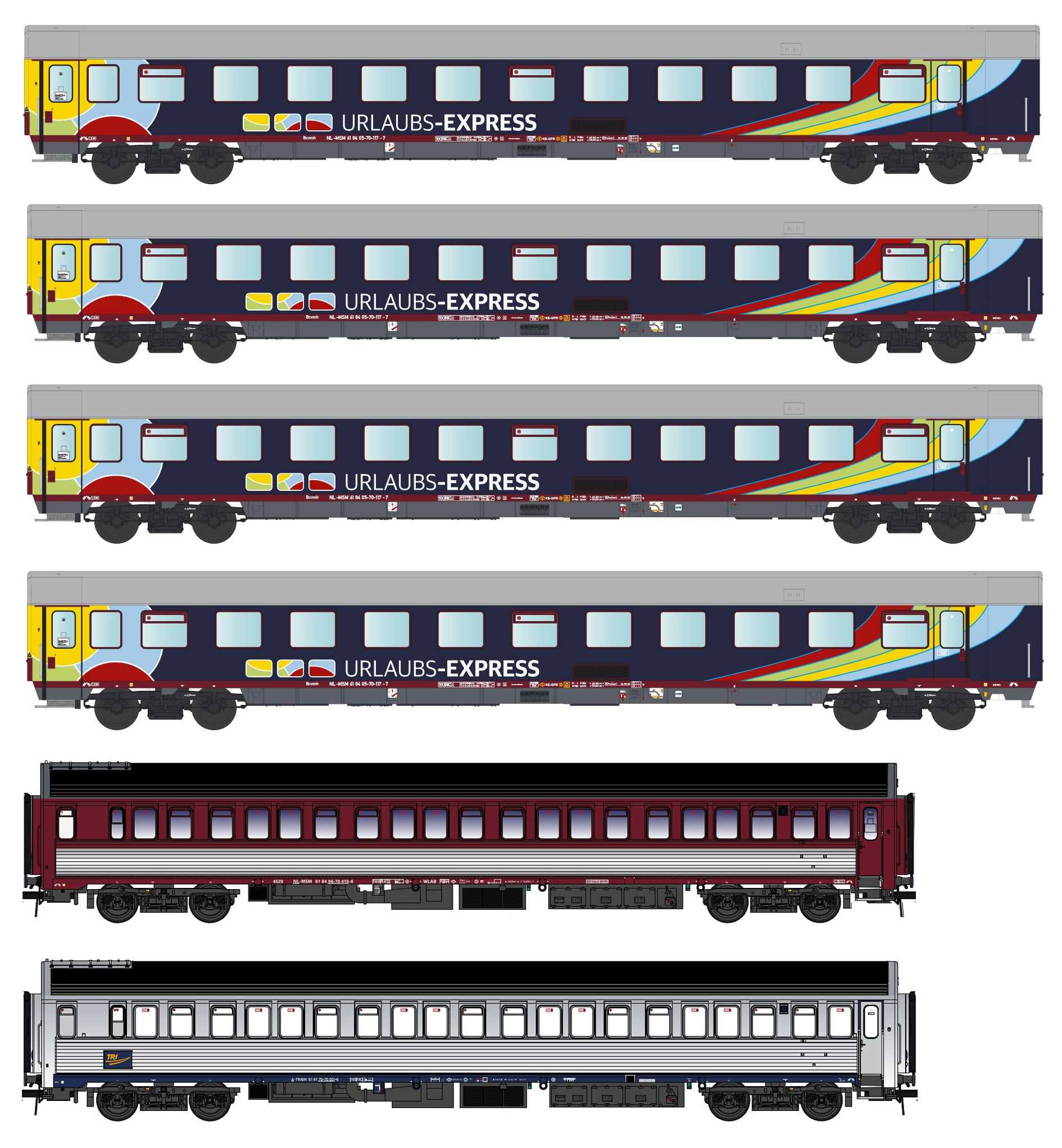 Models World MW2301 - 6er Set Nachtzugwagen Urlaub