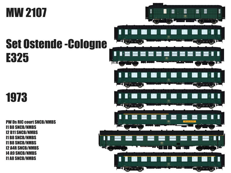 Models World MW2107 - 8er Set SNCB Set Reisezugwag