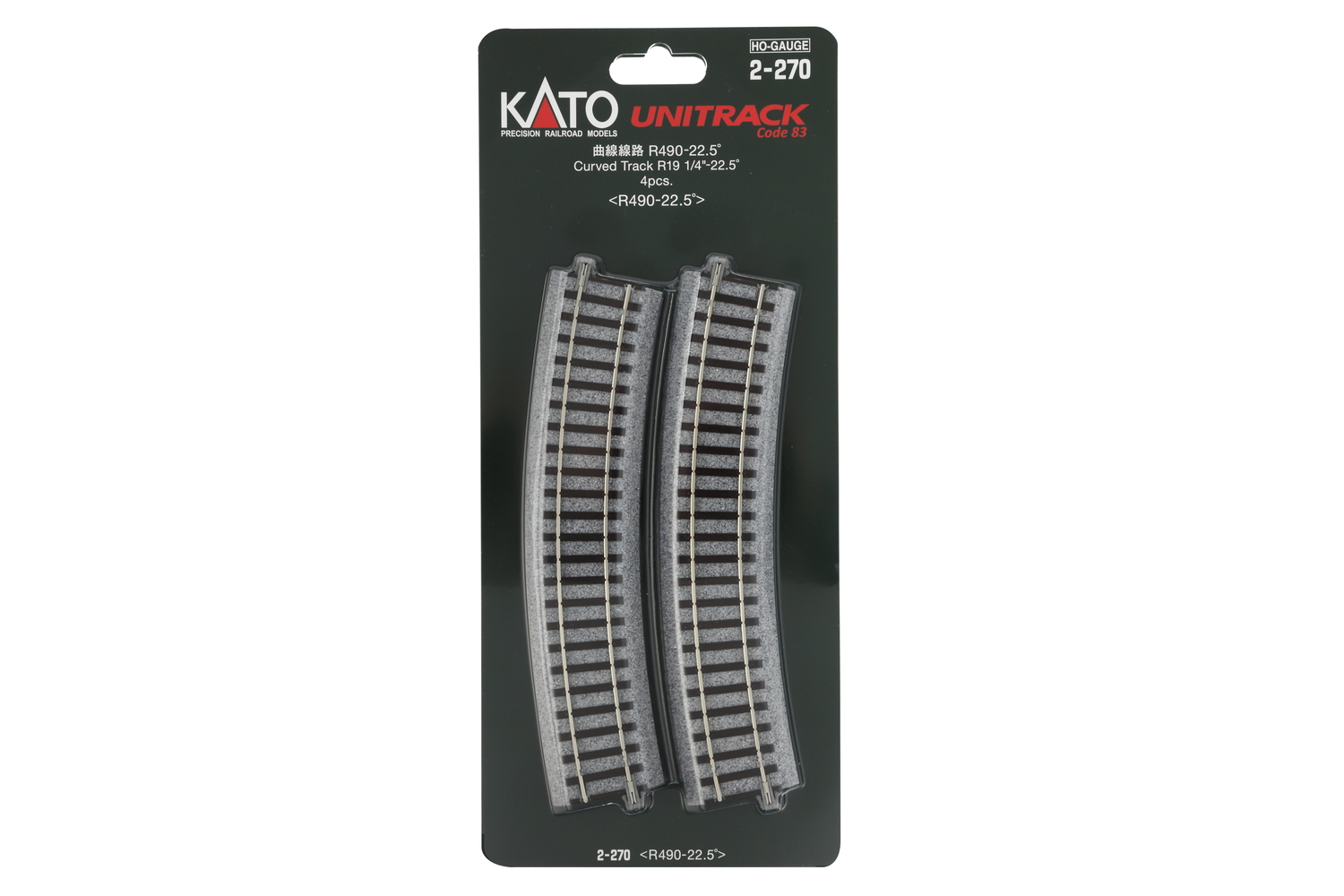 Kato K2-270 - Gleis gebogen R490mm 22,5° (4 Stk.)