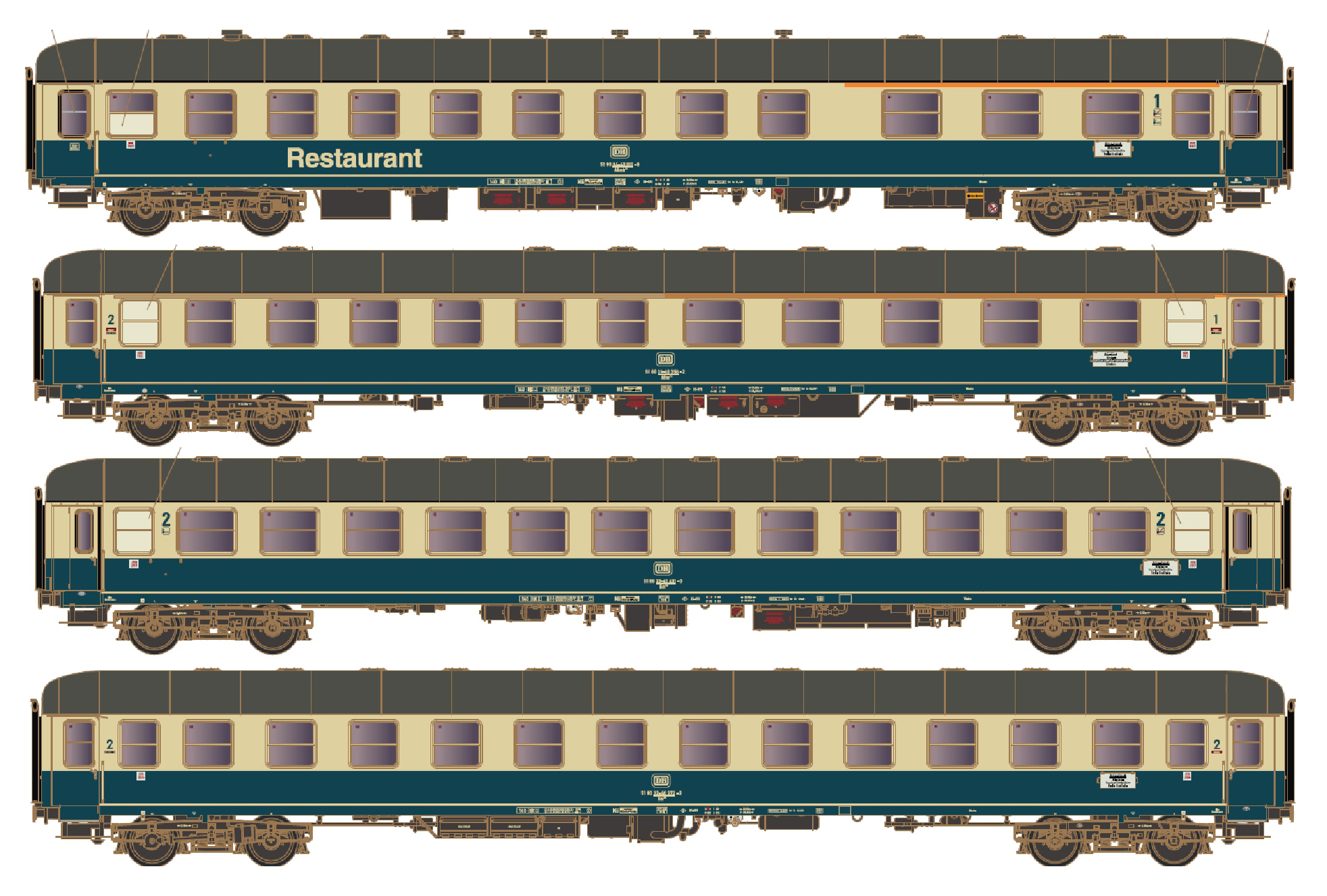 Hobbytrain H43053 - 4er Set Personenwagen, DB, Ep.