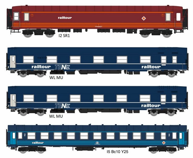Models World MW1904 - 4er Set Personenwagen SNCB /