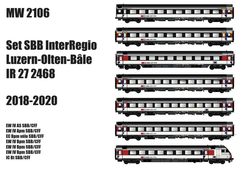 Models World MW2106 - 7er Set Personenwagen SBB, E