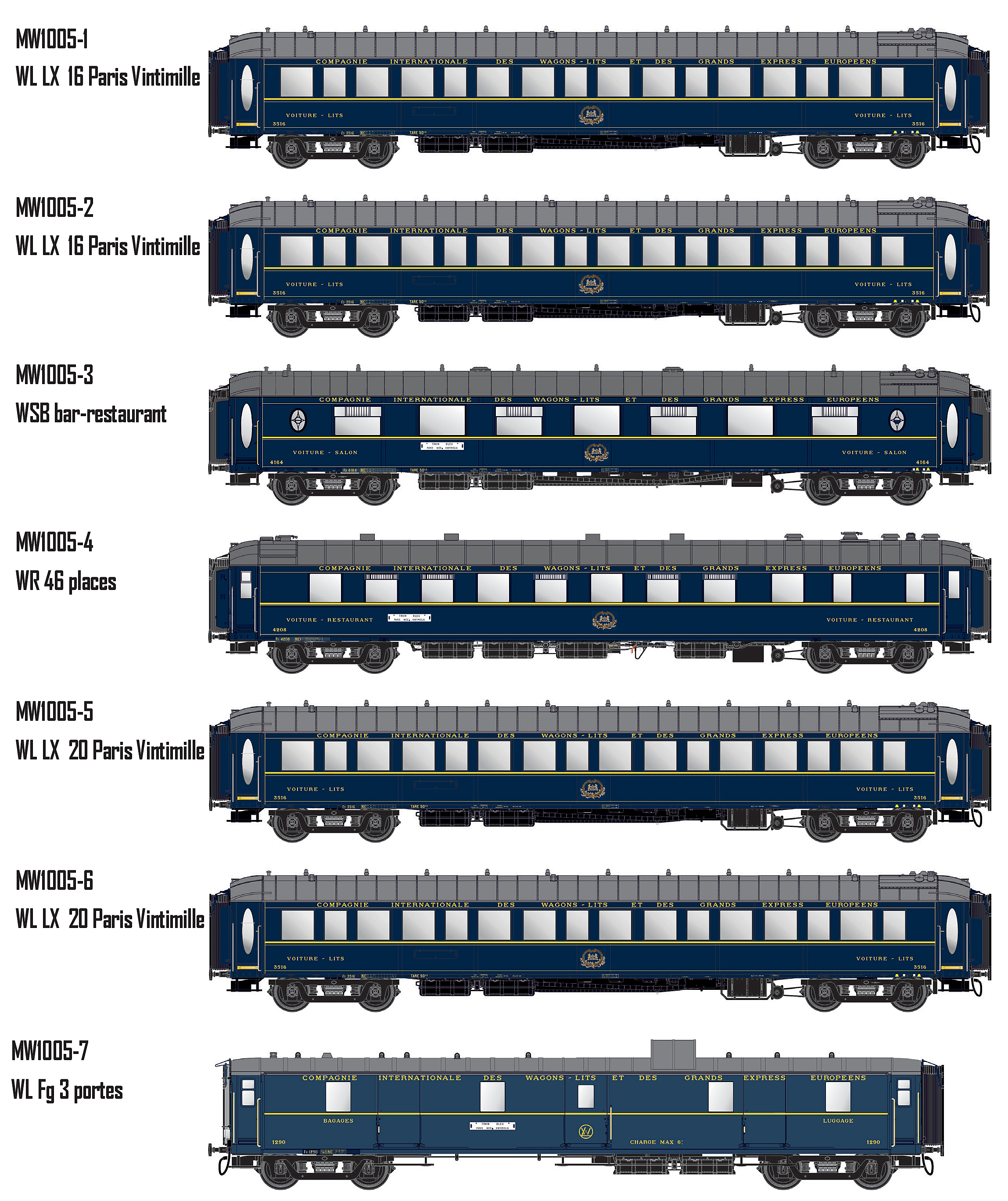 Models World MW1005 - 7er Set Personenwagen CIWL,