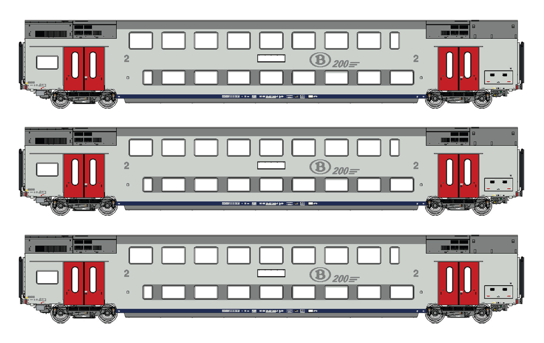 LS Models LS43105DC - 3er Set Doppelstockwagen M6