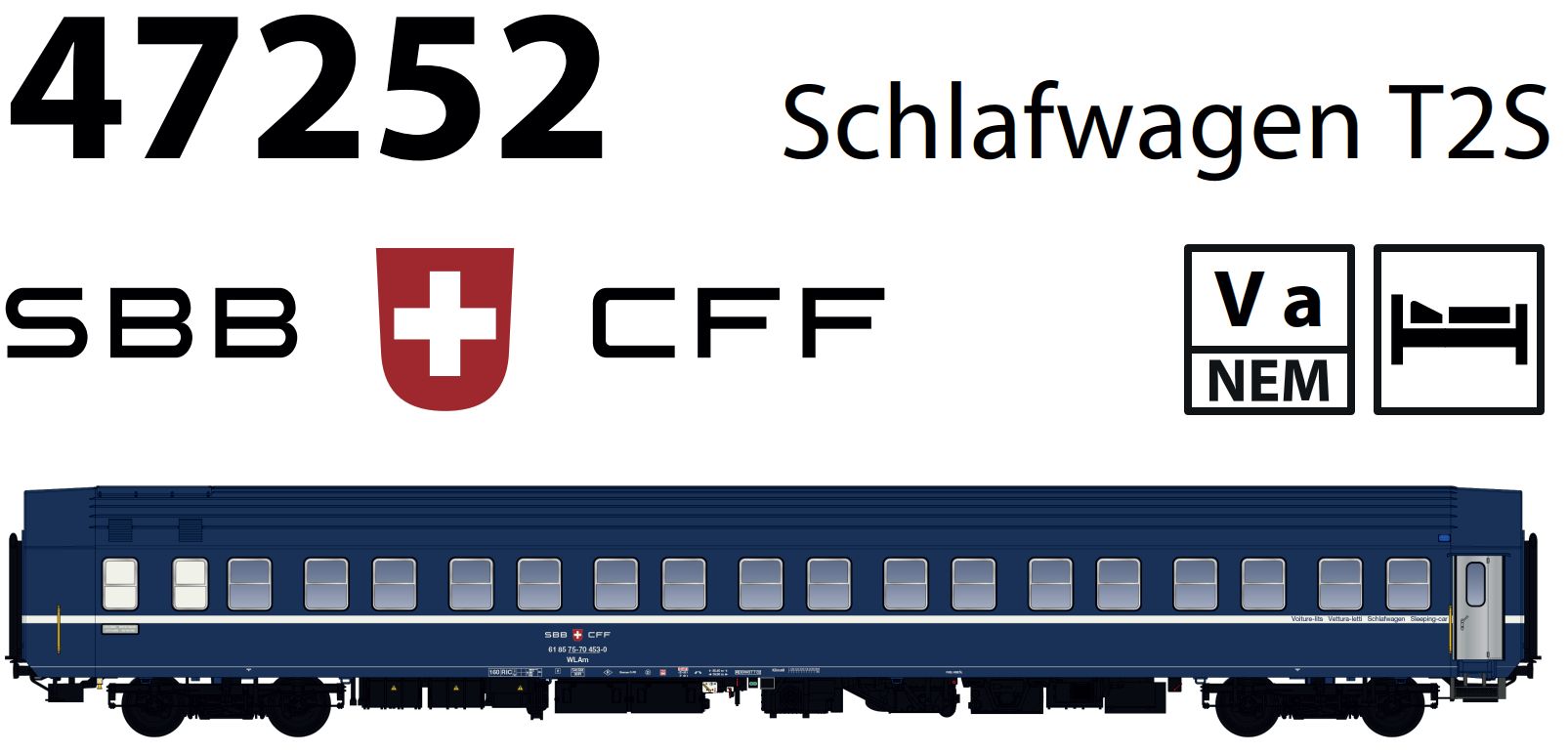 LS Models LS47252 - Schlafwagen WLAm (T2S) SBB, al