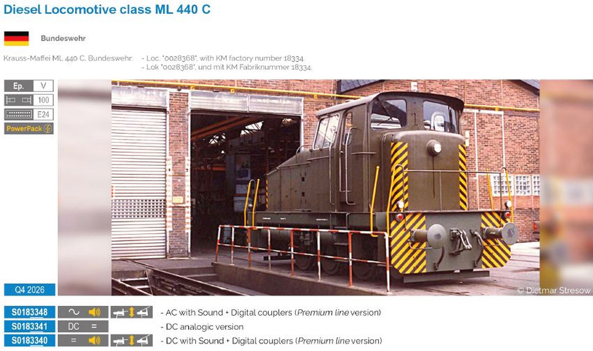Sudexpress S0183340 - Diesellok ML 440 C, Bundeswe