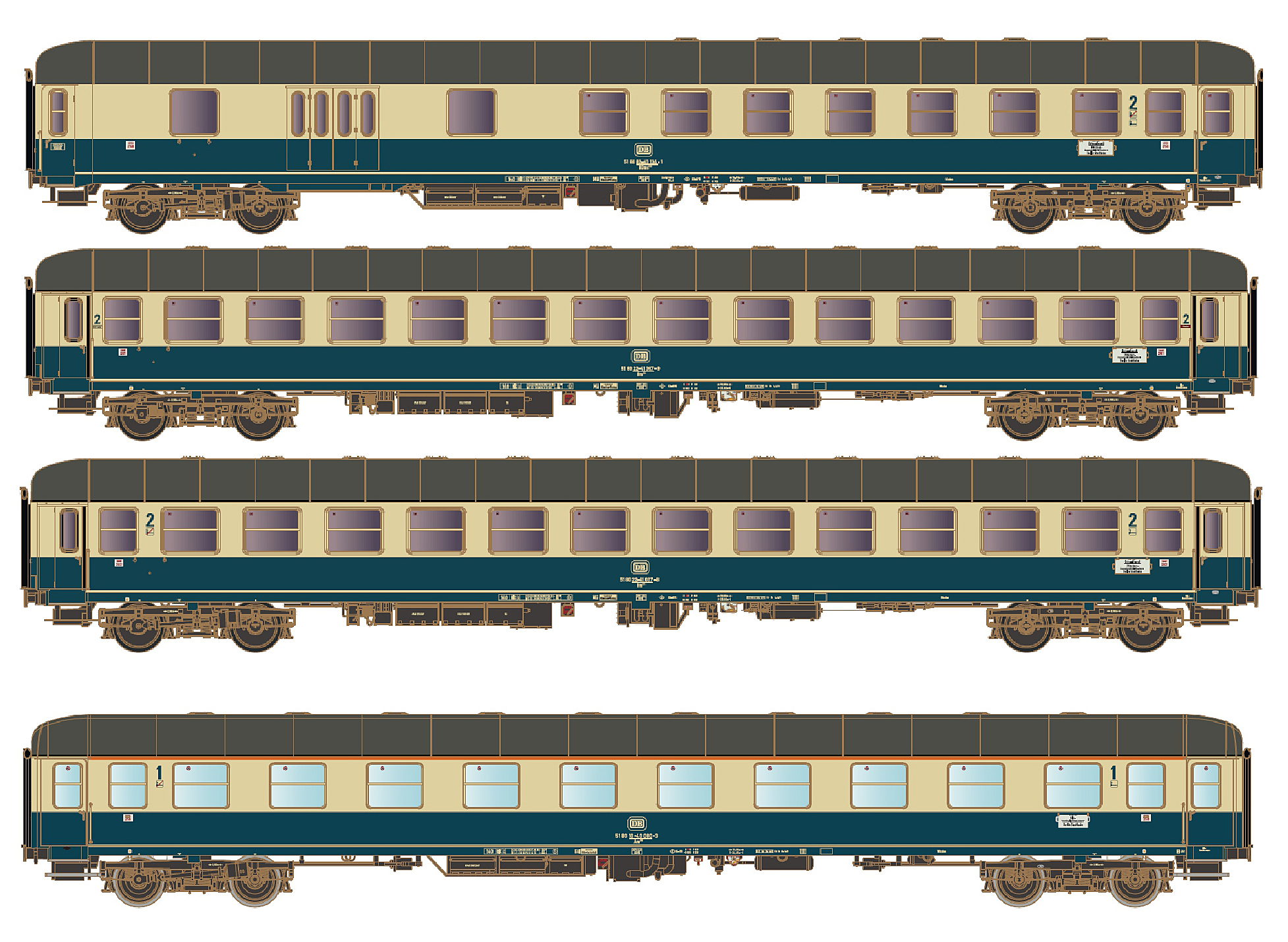 Hobbytrain H43050 - 4er Set Personenwagen, DB, Ep.