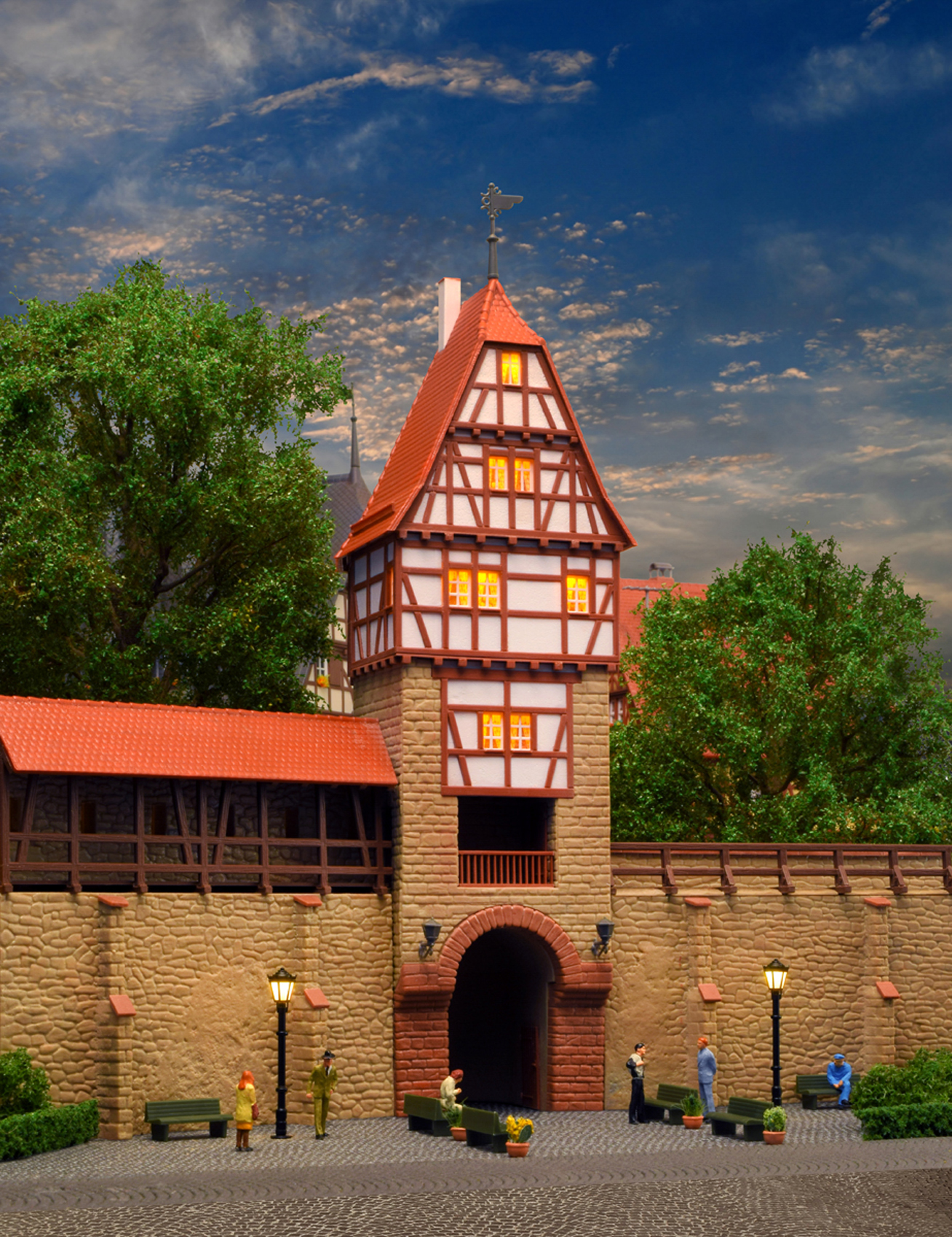 Kibri 38914 - H0 Stadtmauer mit Fachwerktur