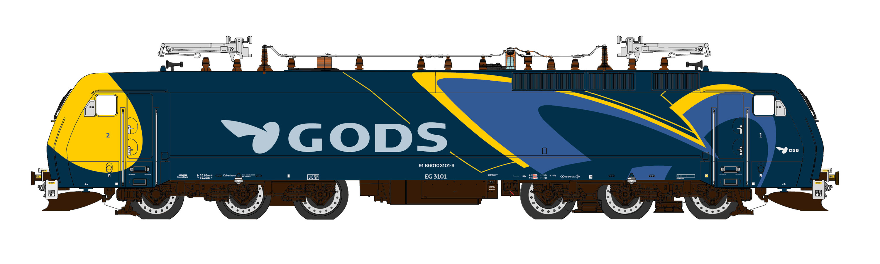 Heljan HE10044422 - E-Lok Serie EG 3101 DSB Gods,