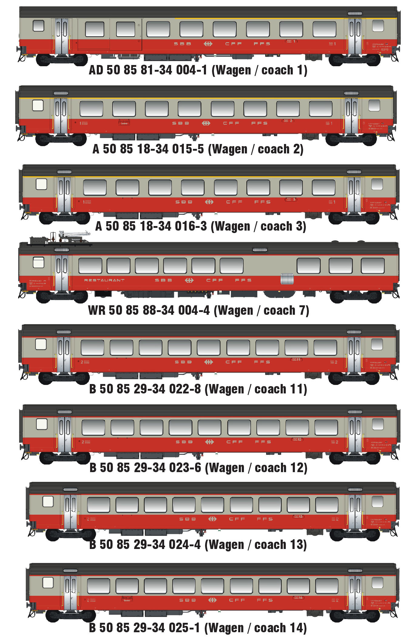 Models World MW2108AC - 8er Set Personenwagen EW I