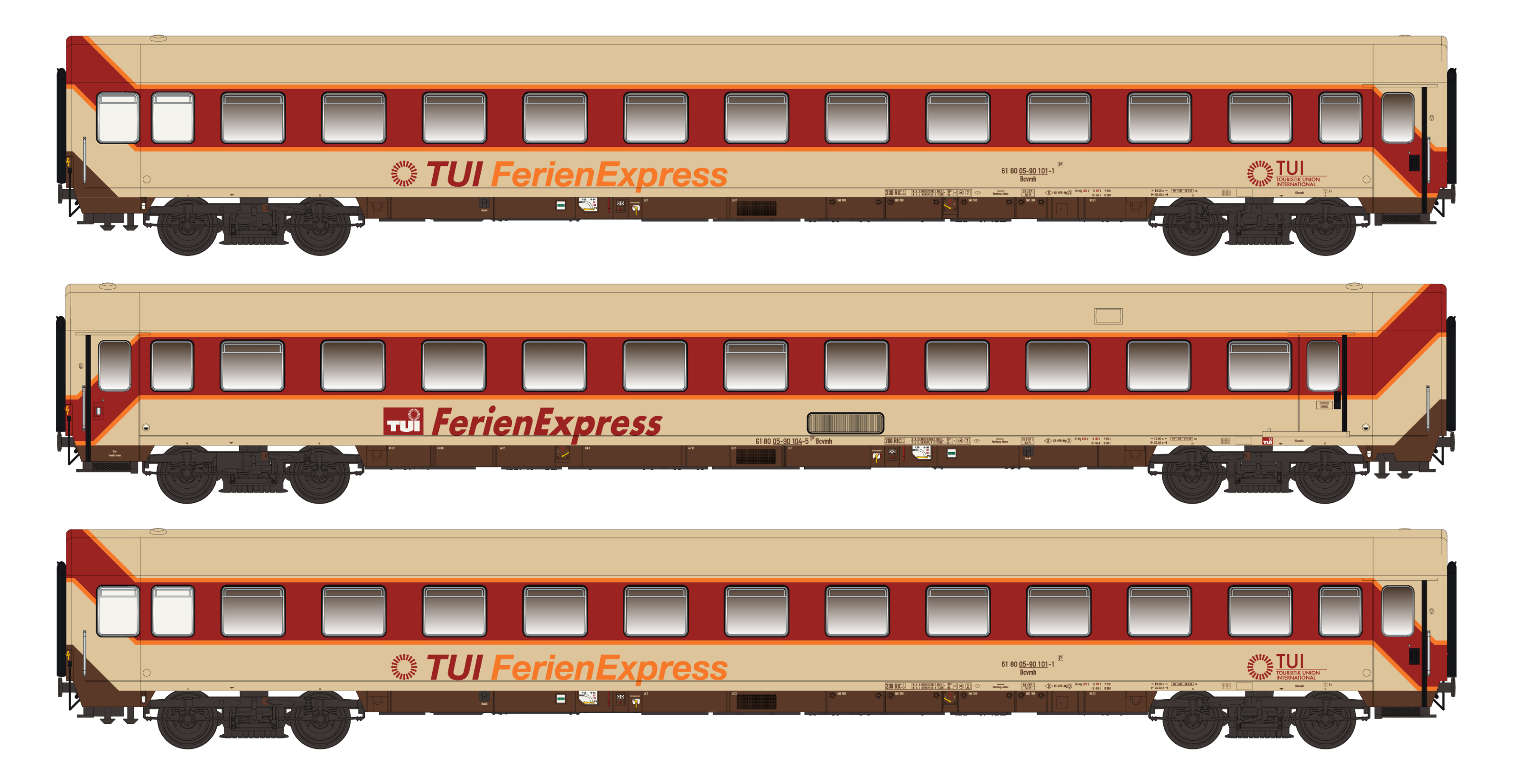 LS Models LS96031AC - 3er Set Liegewagen TUI Ferie