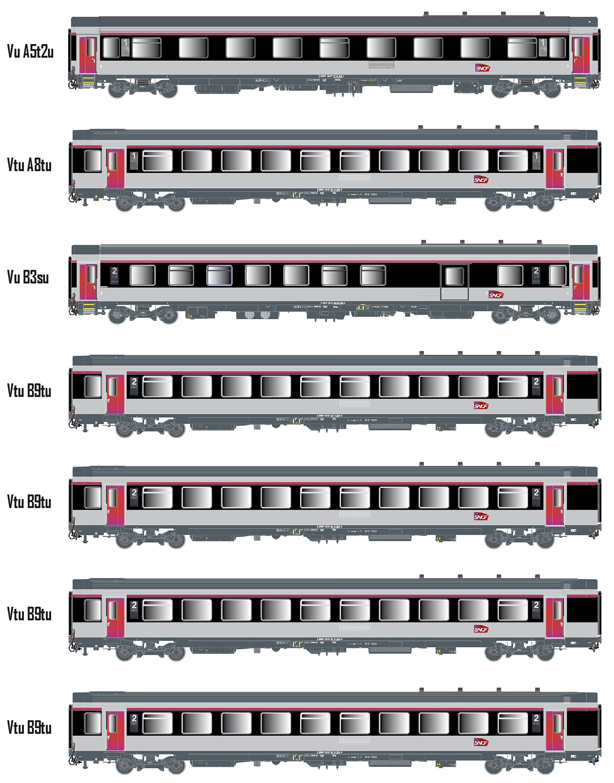 Models World MW2402 - 7er Set Personenwagen VTU SN