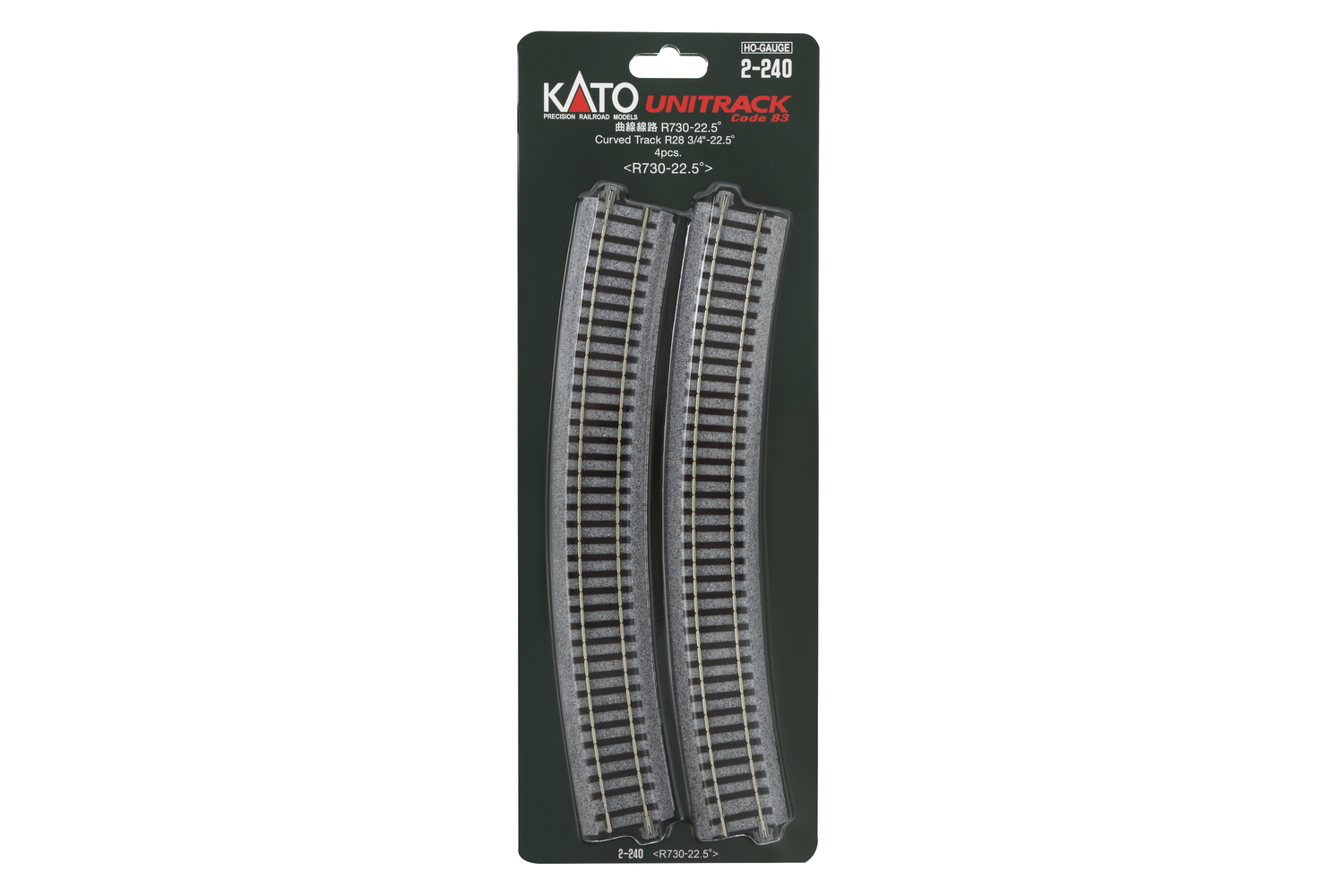 Kato K2-240 - Gleis gebogen R730mm 22,5° (4 Stk.)