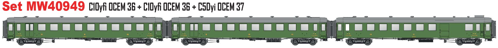 Models World MW40949 - 3er Set Personenwagen OCEM