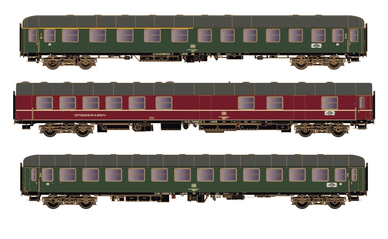 HOBBYTRAIN H43036 - 3er Set Personenwagen DB, Ep.I