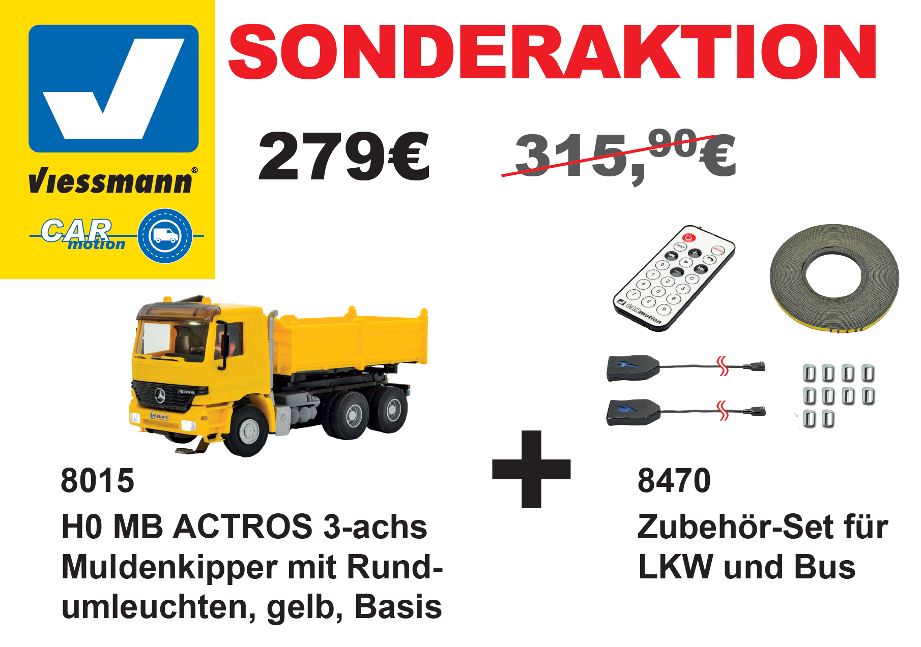 Viessmann 8015 + 8470 - H0 MB ACTROS 3-achs Mulden