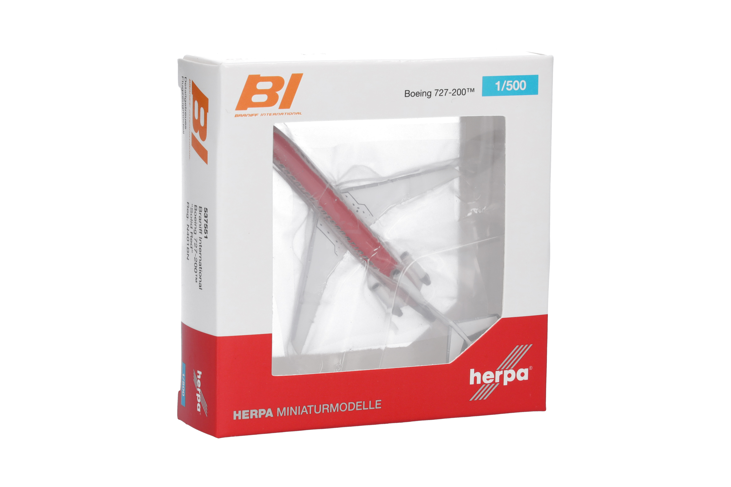 herpa 537551 - B727-200 Braniff Solid Red